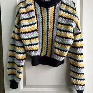 Zara Black and Multicolor Striped Sweater